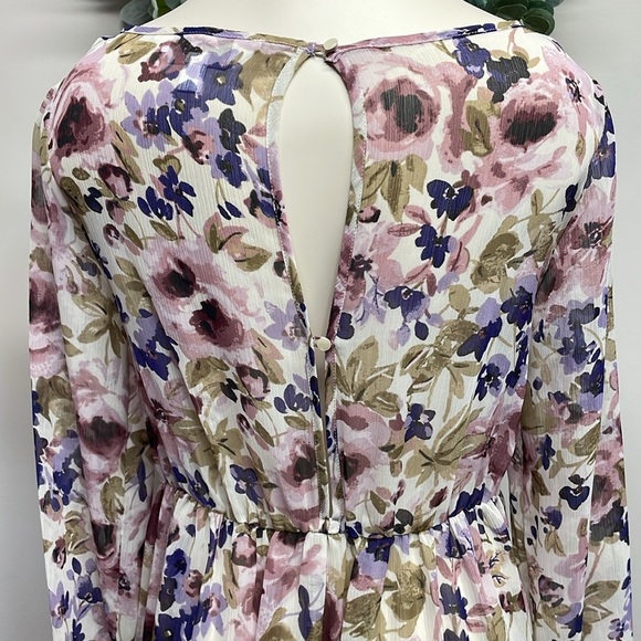 LC Lauren Conrad Runway Sheer Floral Long Sleeve Maxi Dress 4 - Picture 6 of 16